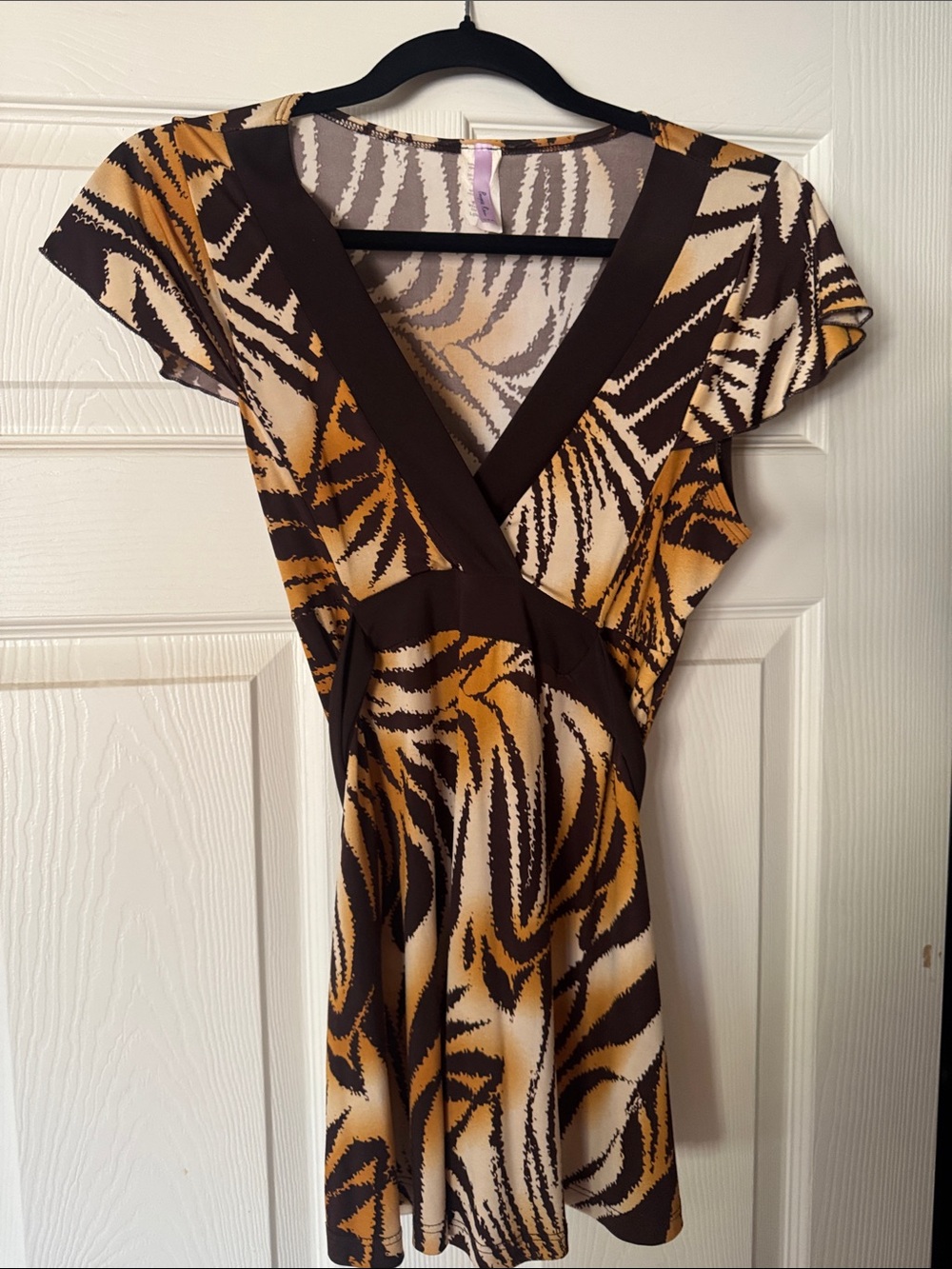 Purple Rain Brown, Gold & Cream Zebra-Print Top